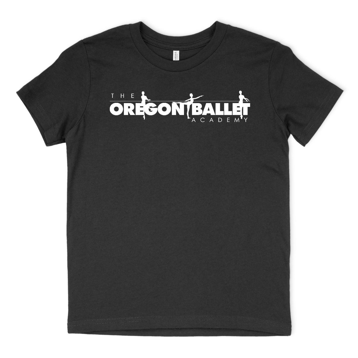 Black Youth Short Sleeve T-Shirt Oregon Ballet Academy White Logo